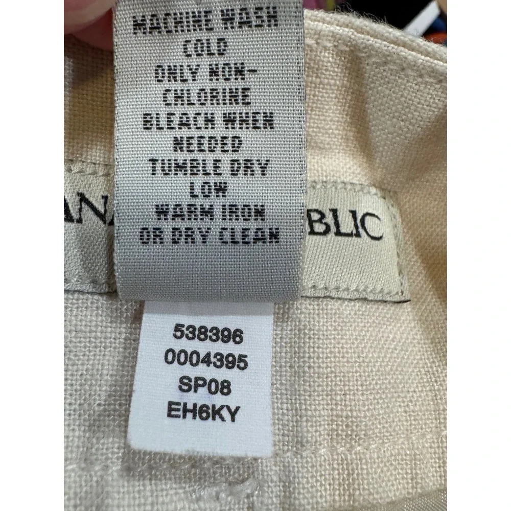 Banana Republic Womens Beige 100% Linen Wide Leg Patch Pocket Trousers Size 6